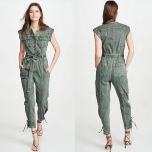 Ulla Johnson Adair Sleeveless Denim Jumpsuit in Army Green  size 4